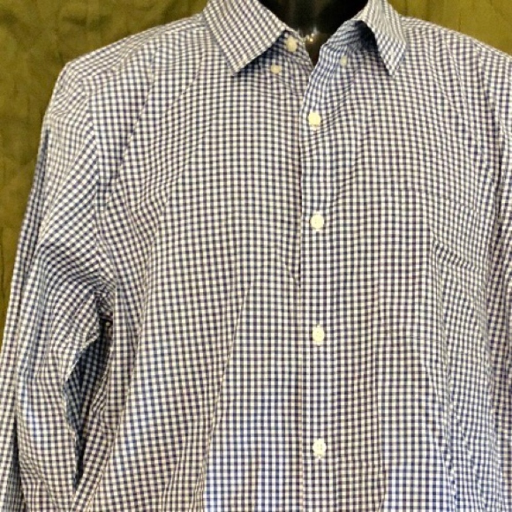 Vineyard Vines Navy Blue Gingham Slim Murray Sz M